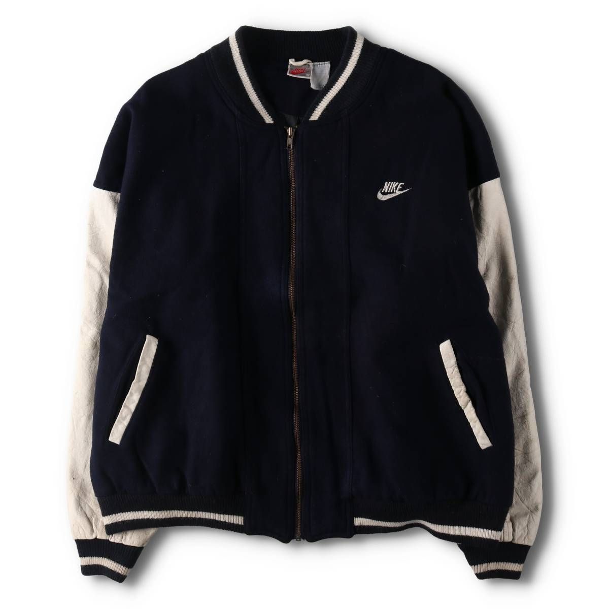 古着 90年代 ナイキ NIKE 銀タグ 袖革ウールスタジャン アワードジャケット バーシティジャケット メンズXL相当 ヴィンテージ/evb009212