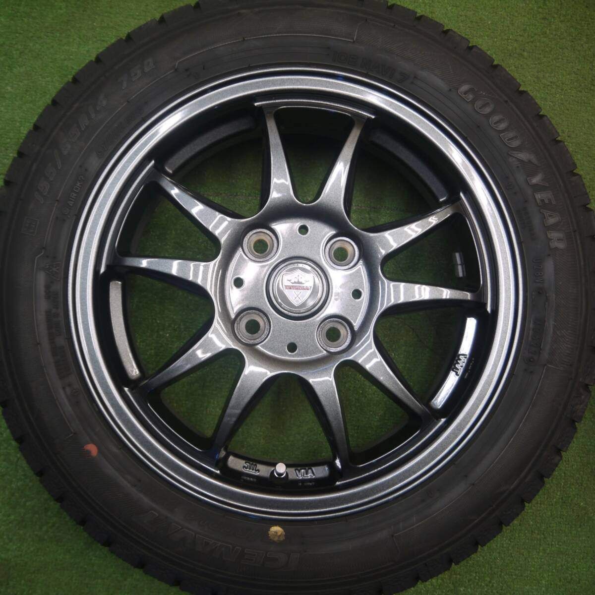 スニーカー 超バリ溝 22年 キレイ ほぼ10分 スタッドレス 155 65R14 グッドイヤー アイスナビ7 ESTROSA エステローザ 14インチ PCD100 4H 5022504Hス