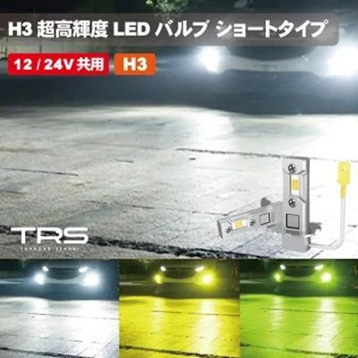 TRS H3 超高輝度LEDバルブ ショートタイプ 12V 24V 2個 ホワイト 310147
