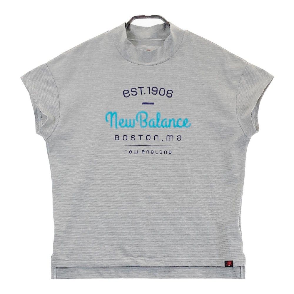 サイズ：1 NEW BALANCE GOLF ニューバランス  モックネック 半袖Tシャツ ボーダー柄 ネイビー系 [240101444030] ゴルフウェア レディース ストスト サイズ：1 NEW BALANCE GOLF ニューバランス モックネック 半袖T
