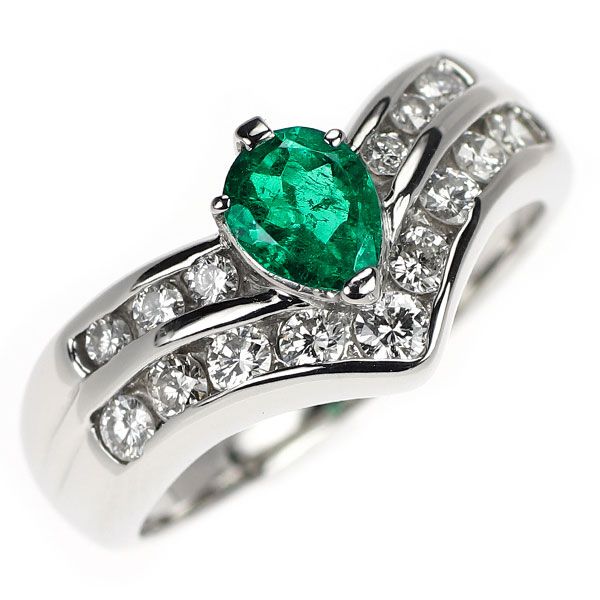 Pt900 エメラルド ダイヤモンド リング 0.54ct D0.56ct - メルカリ