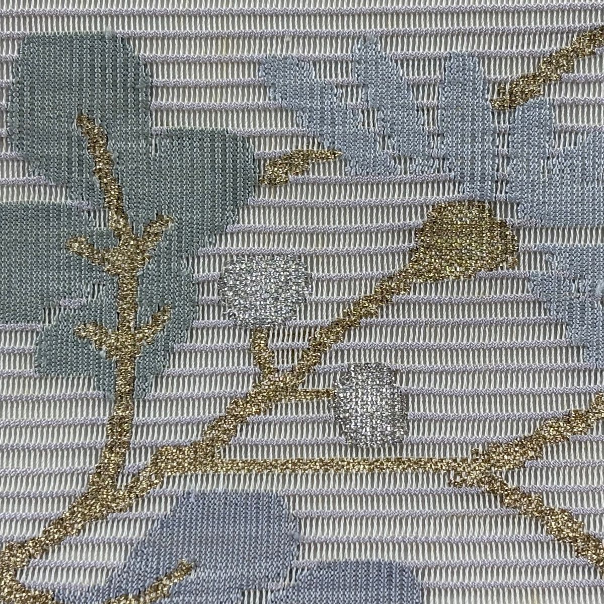 袋帯 秀品 夏帯 絽 菊 金銀糸 薄茶色 お太鼓柄 正絹 【中古