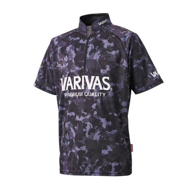 VARIVAS ドライハーフジップ 半袖 VAZS-24 ブラックカモ L 【公式通販】
