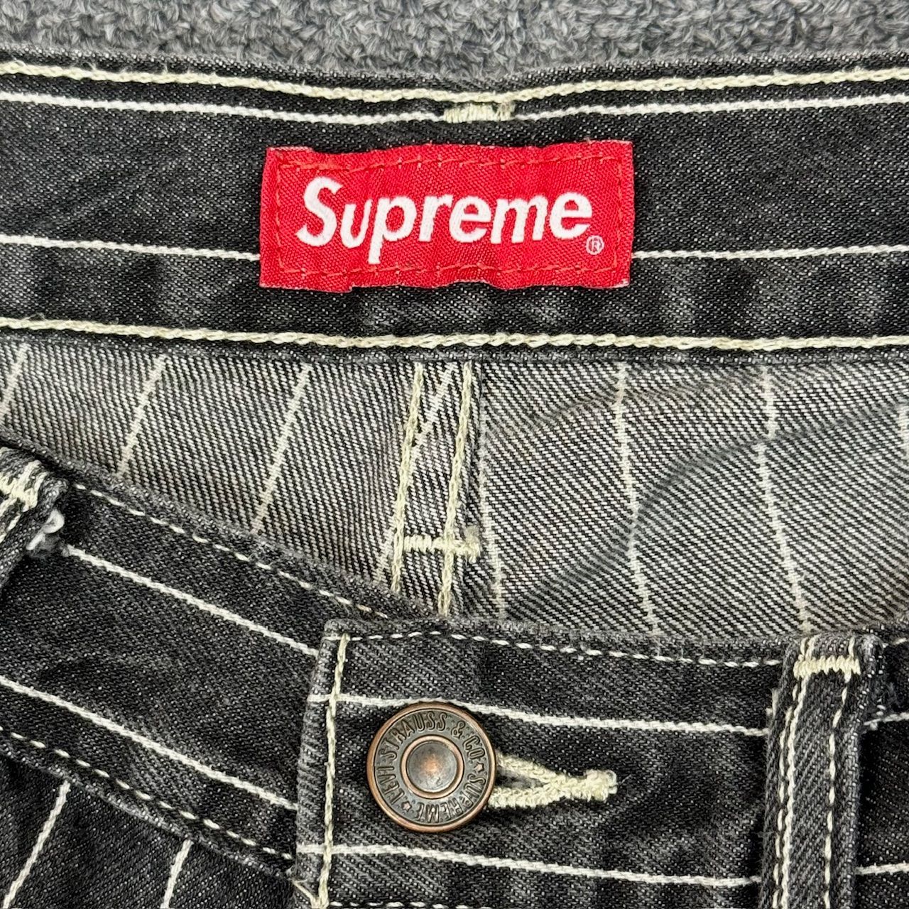 国内正規 Supreme 18SS Levis Pinstripe 550 Jean コラボ ピンストライプ デニム パンツ ジーンズ シュプリーム  リーバイス W32L32 63780A - メルカリ