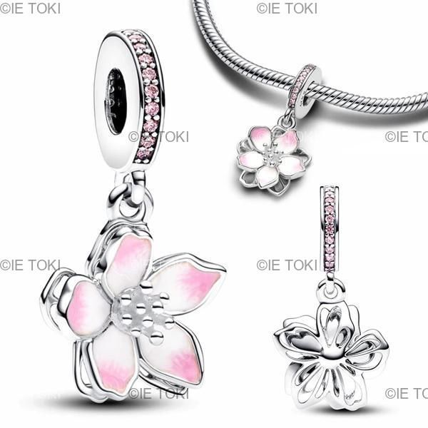 パンドラ チャーム 桜 シルバー チェリーブロッサム サクラ シルバー ダングル チャーム