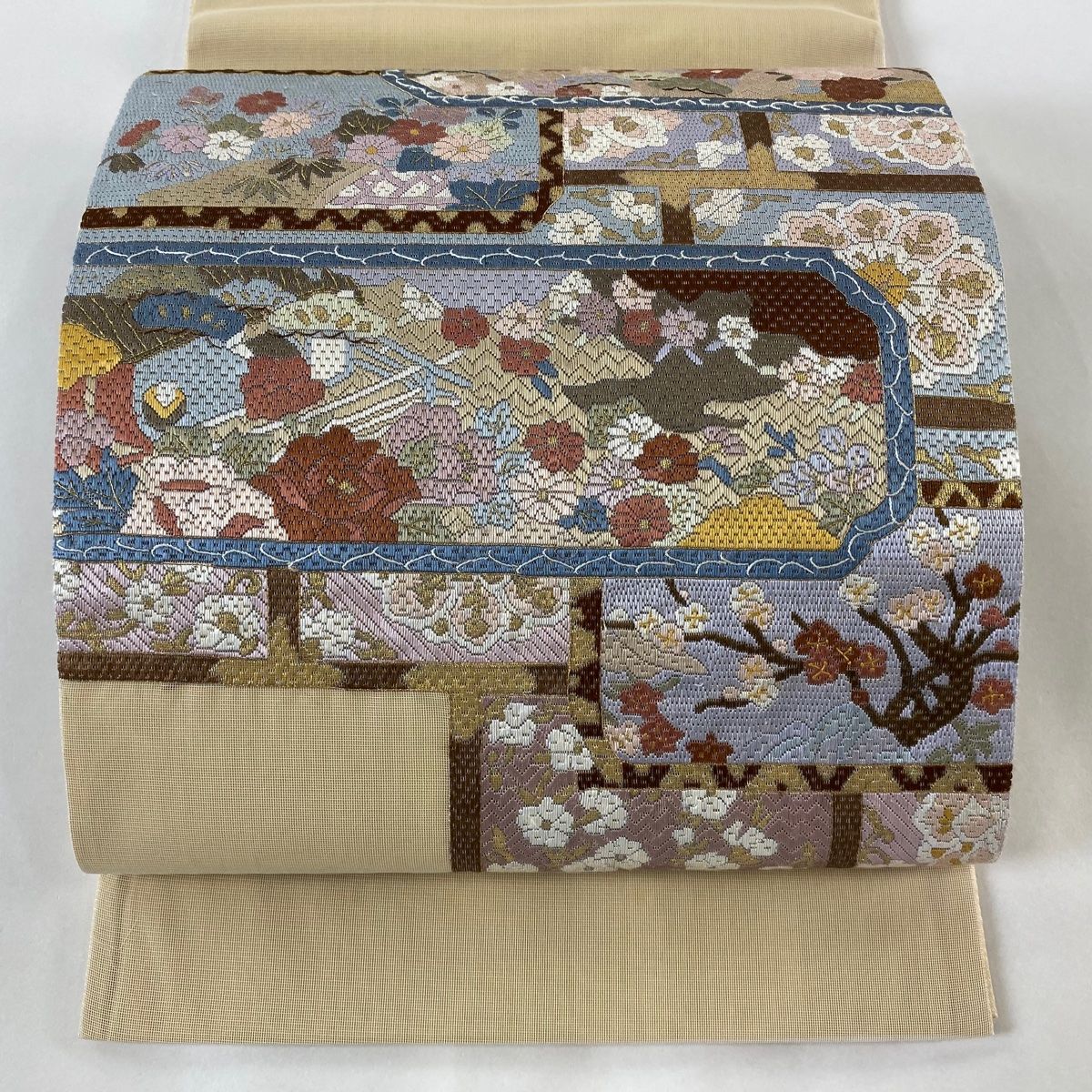 H-648 袋帯 正絹 お太鼓柄 金糸 箔 華模様 花丸模様 扇柄 金 袋帯 美品 秀品 華文 箔 金糸 黒 お太鼓柄 正絹 【中古】 - メルカリ