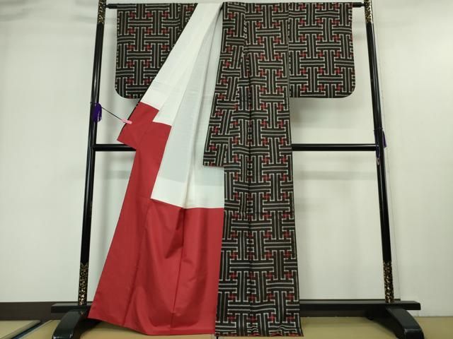 平和屋本店□希少 本場大島紬 龍郷絣 秋名バラ 逸品 DZAA5589kh5  