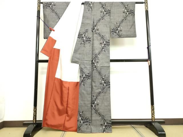 平和屋着物▽本場大島紬 単衣 草花文 正絹 逸品 DAAT9847az