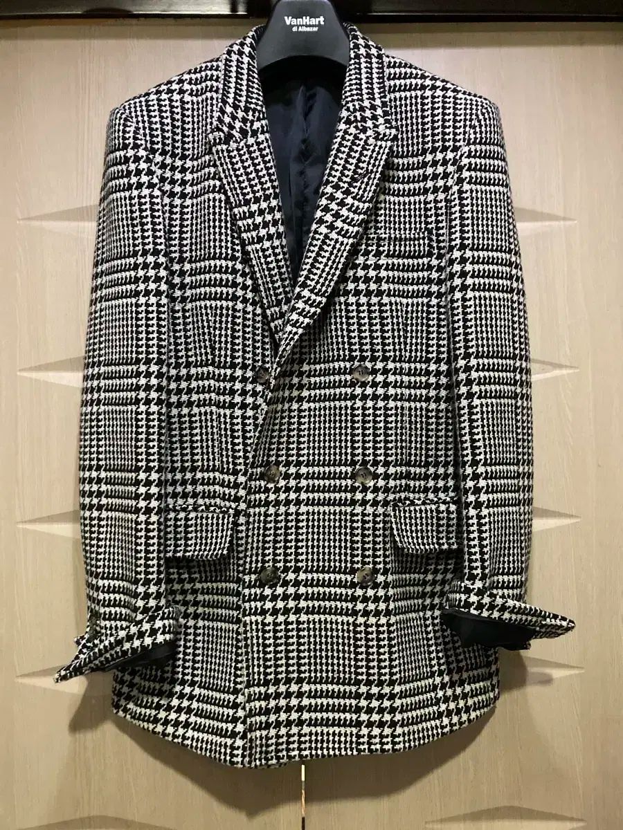 約103 Size 男 冬用 グレー チェック ダブルジャケット