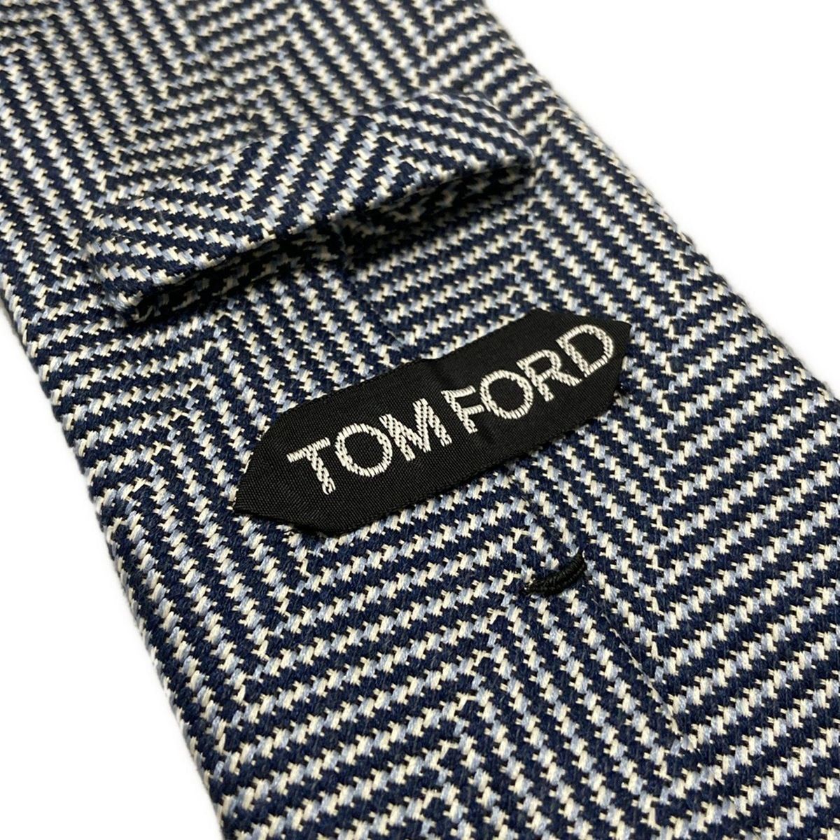 TOM FORD(トムフォード) ネクタイ メンズ - ネイビー×ブルー×白