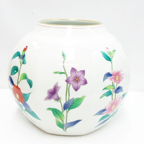 香蘭社 有田焼 金彩 八角花瓶 茶席の花 絵変わり 花瓶 壺 希少