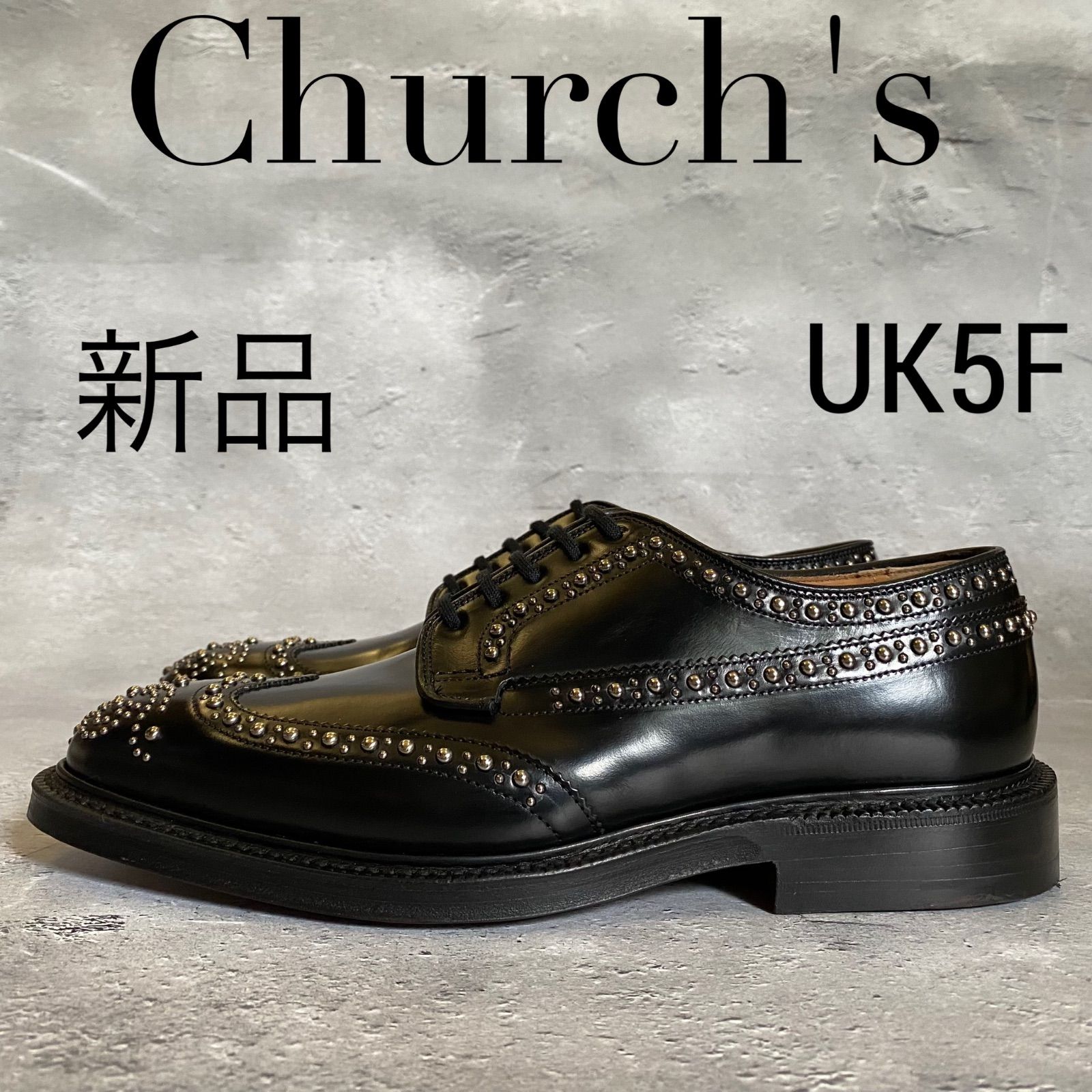 新品 Church's グラフトン ダービーブローグシューズ スタッズ 革靴 ...