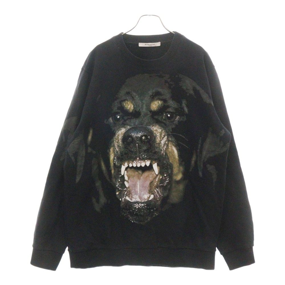 GIVENCHY ジバンシィ 18SS ロットワイラー クルーネック トレーナー スウェットトレーナー ブラック BM705J3Y1N GIVENCHY (ジバンシィ) 18SS ロットワイラー フロントプリント クルー