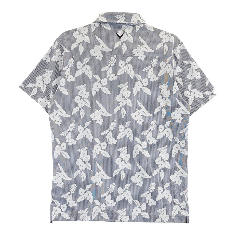 キャロウェイジグザグストライプ半袖シャツM  CALLAWAY キャロウェイ 半袖ポロシャツ ストライプ柄 ネイビー系