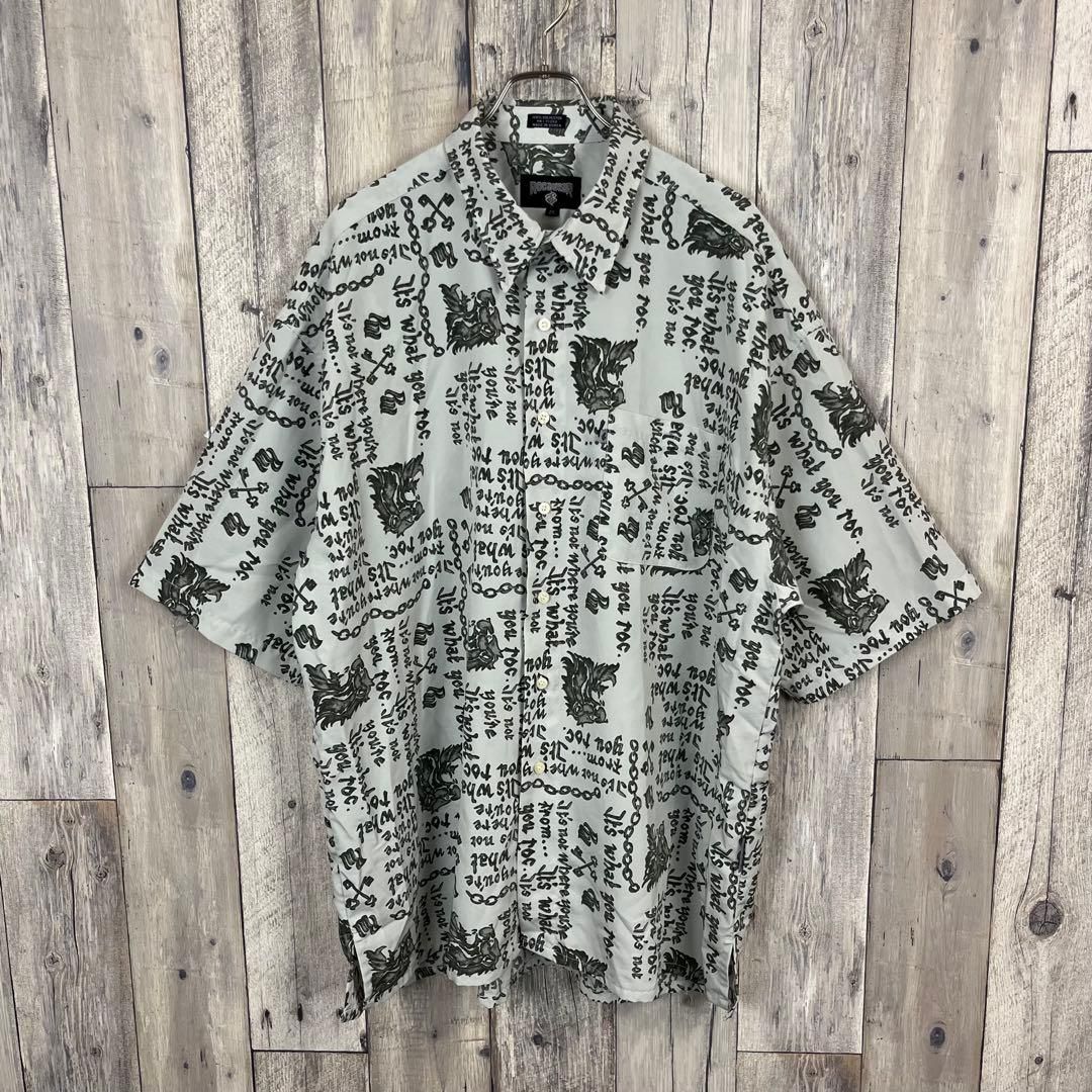 ROCAWEAR ロカウェア 総柄 半袖 ドレス シャツ 2XL