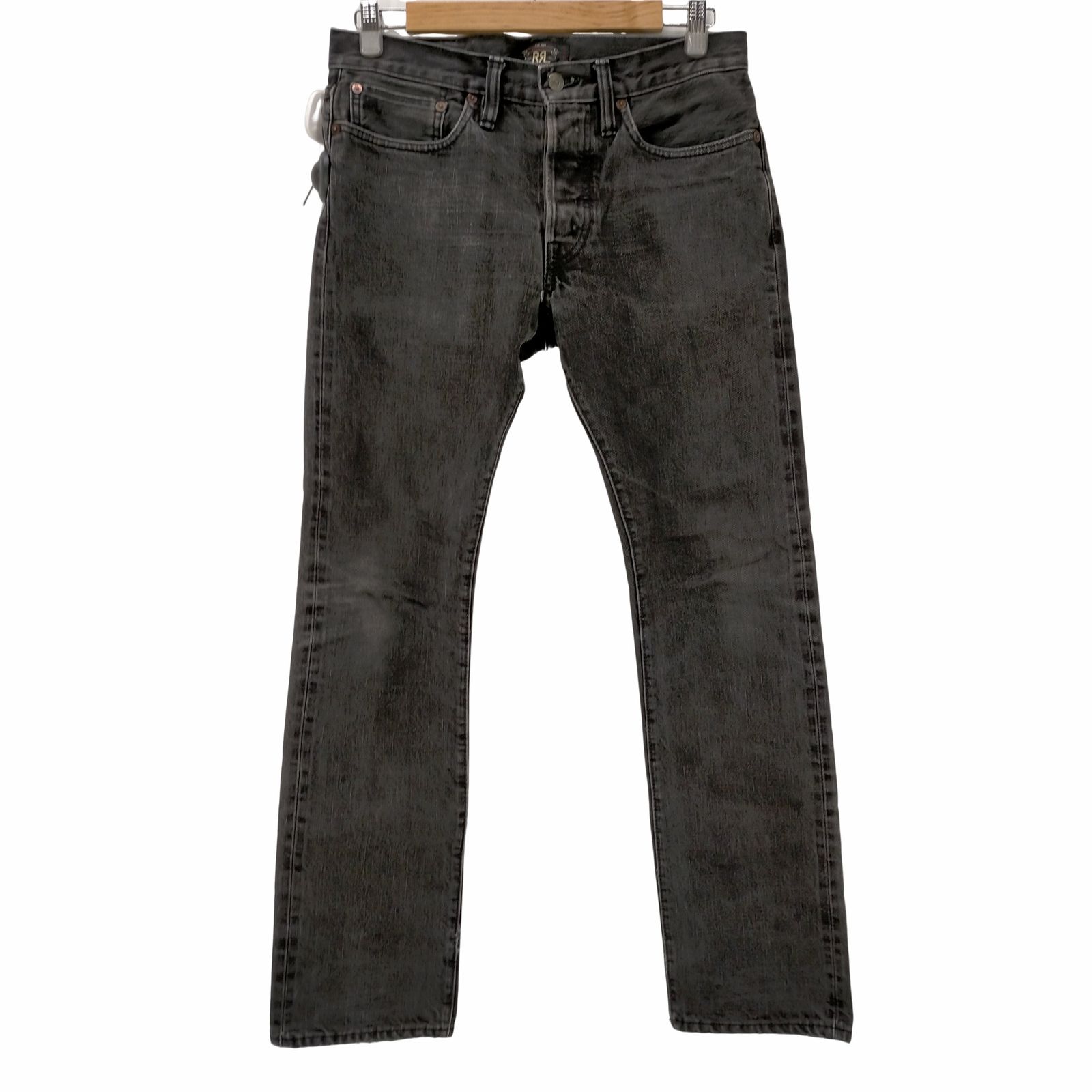 RRL ダブルアールエル ブラックデニムパンツ 後染 メダリオンステッチ L相当 RRL ダブルアールエル ブラックデニムパンツ 後染 メダリオン