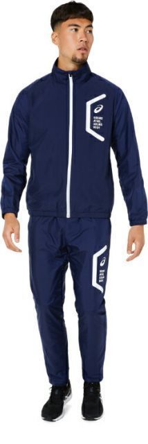 asics アシックス WIND BREAKER JACKET(SLIM) PEACOAT 4XL 2031C716 400 | スポーツ メンズ 4XL 服 衣類 衣料品ウェア ウエア アウター ウインドブレーカー ブレーカージャケット 裏起毛 スリム 保温