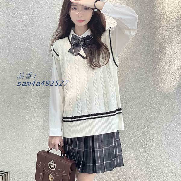 入学式 卒業式 スーツ 女の子 ニットベスト 子供服 フォーマル 4点セット JK スーツ ゆったりサイズ 女児 am4a492527