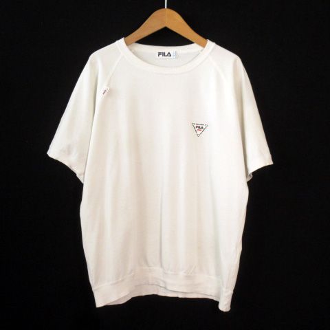 フィラ FILA 90s ヴィンテージ カットソー ワッペン ロゴ プリント LL 白 ホワイト
