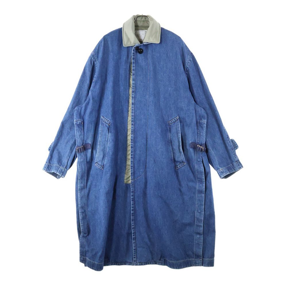 Sacai サカイ 23SS Denim Nylon Coat 23-02998M デニム ナイロン切替ロングコート ブルー