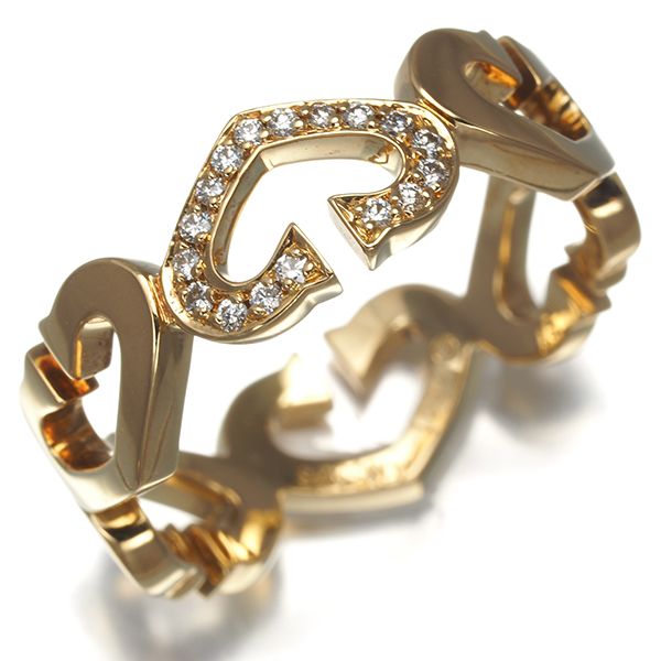 カルティエ リング ダイヤ ダイヤモンド Cハート 57号 K18YG 未修理証明書 176888