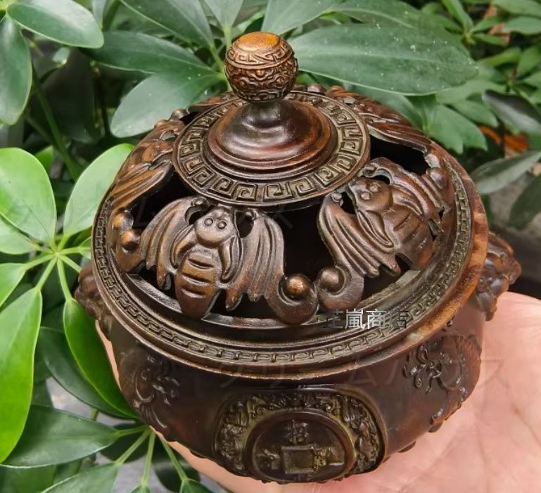 香炉 銅器 稀少品 茶道具 重厚 極細工 工芸品 美術品 茶寵の置物 仏事 香炉 銅器 稀少品 茶道具 重厚 極細工 工芸品 美術品 茶寵の置物