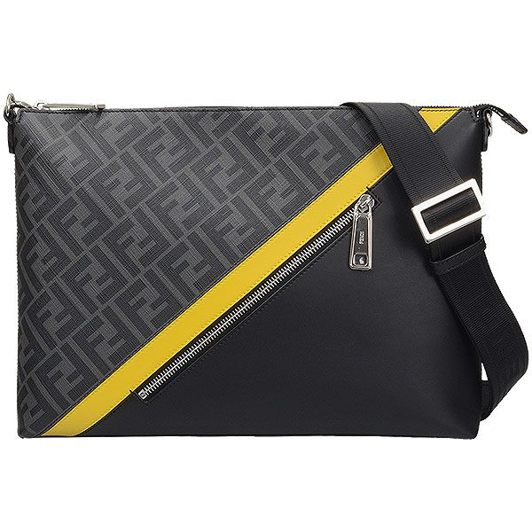 送料無料 返品可♪フェンディ ダイアゴナル メッセンジャーバッグ 7VA470 ブラック ショルダー A ♪