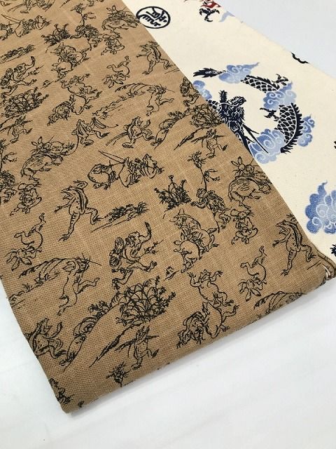 未使用品 和服帯 西陣織 正絹 鳥獣戯画模様 名古屋帯(老舗おぐら謹製) 鳥獣