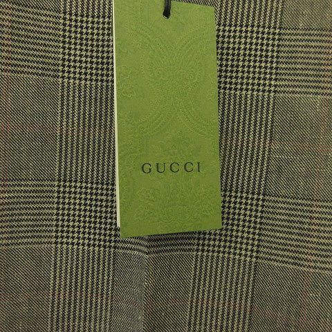GUCCI チェック柄 ウールリネン　スラックス グッチ GUCCI boutique タグ付 グレンチェック ウールリネン