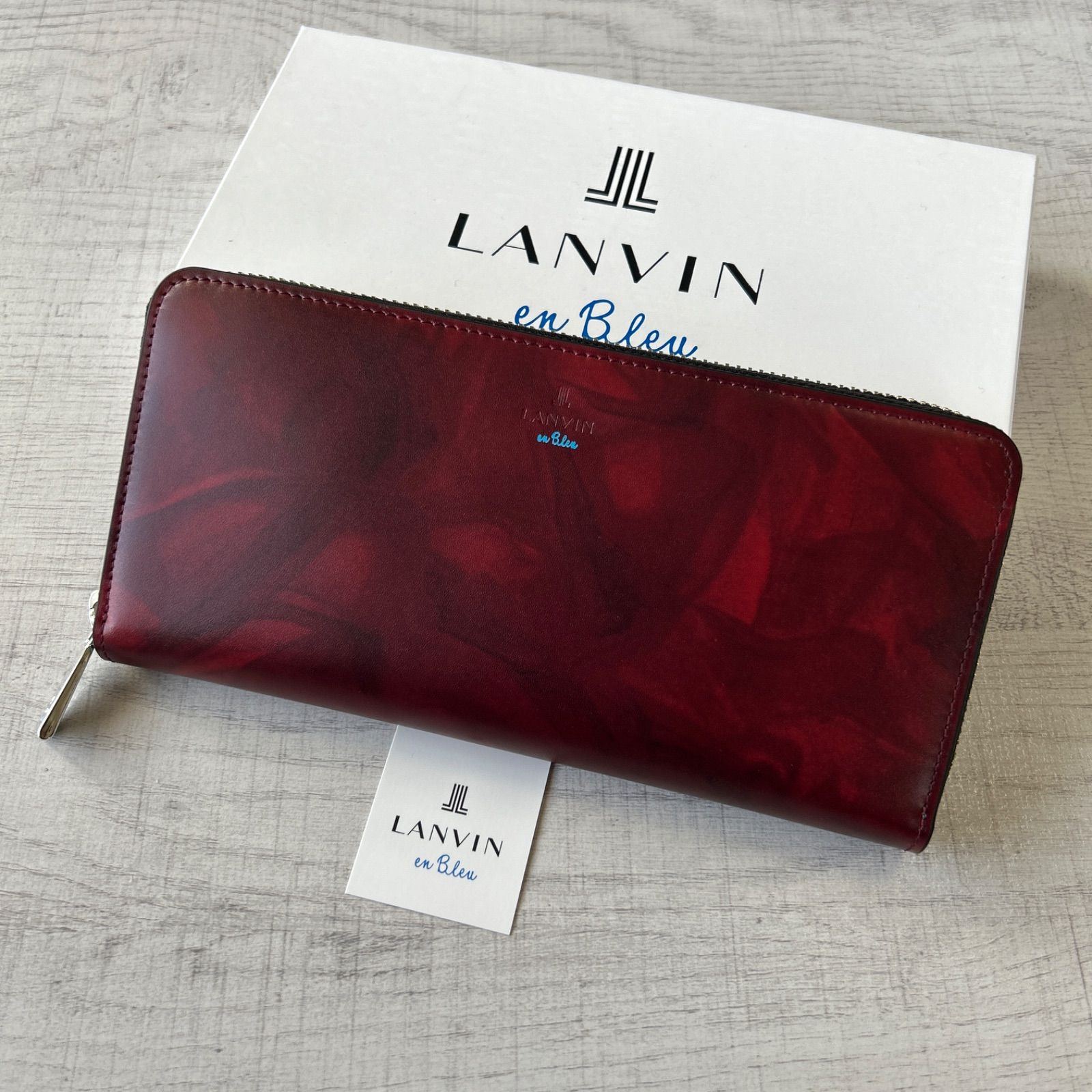 LANVIN en Bleu 長財布 ミスティカル ラウンドファスナー 牛革 ランバンオンブルー 定価¥22000