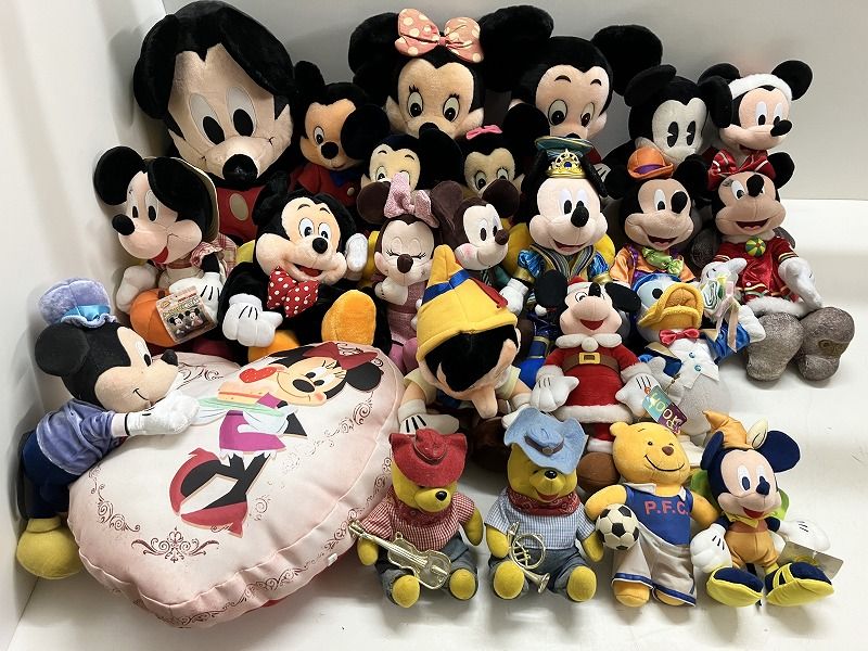 ◆ ジャンク品 Disney ディズニー 22点 まとめ商品 ぬいぐるみ マスコット クッション ミッキー ミニー プー ドナルド 当時物あり 現状品 6.2kg