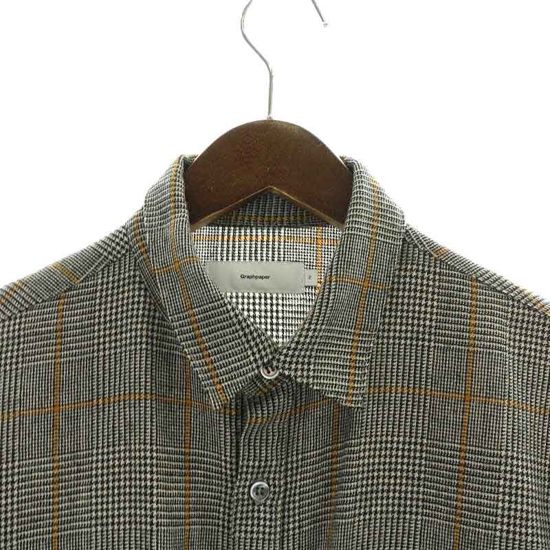 グラフペーパー Graphpaper グレンチェックウールロングスリーブボックスシャツ Glencheck Wool L/S Box Shirt  カジュアルシャツ 長袖 2 L グレー 黒 ブラック ベージュ GM184-50506 /NW19