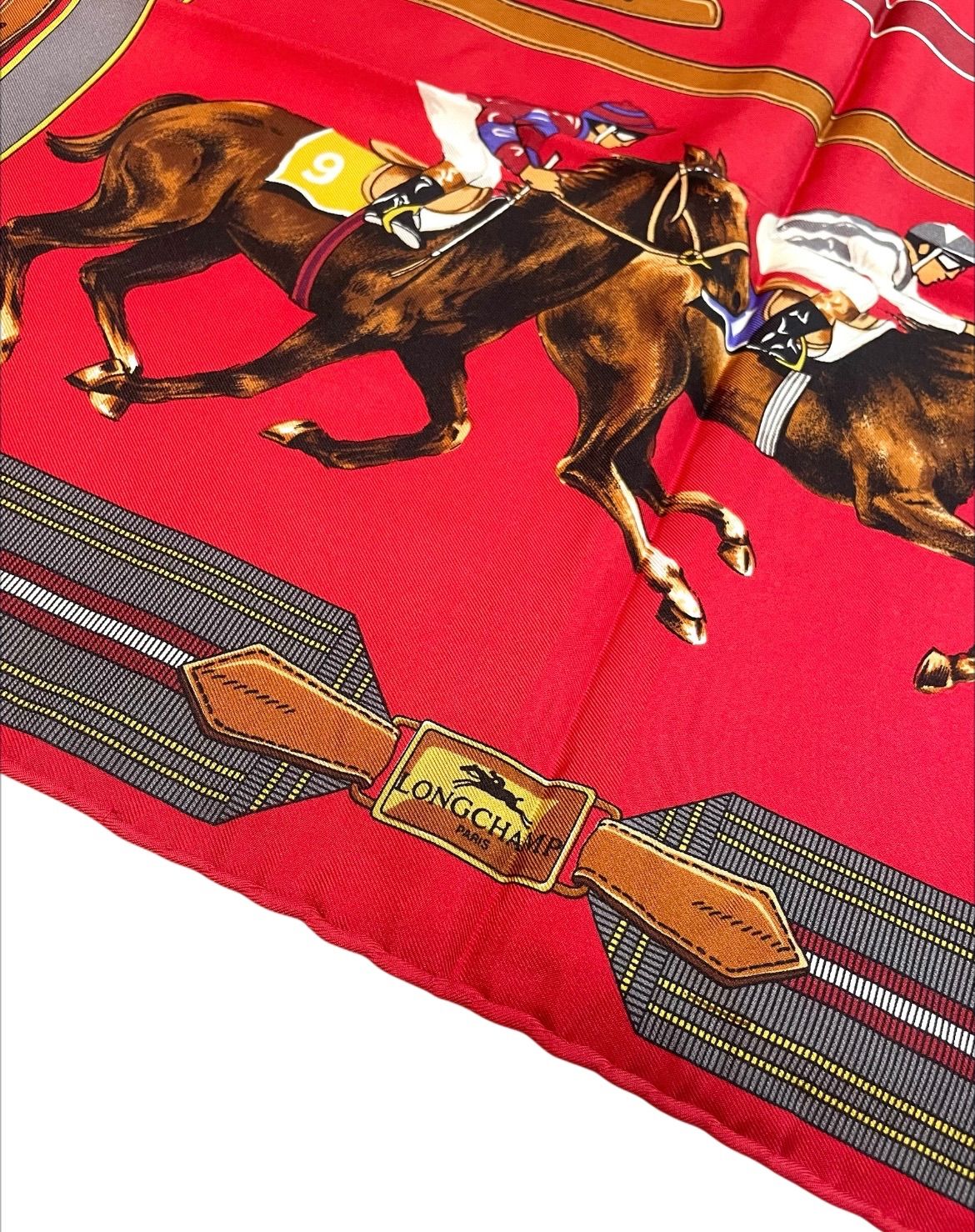 ぼぼ新品イタリア製 LONGCHAMP ロンシャン シルク100% ポニー柄 大判