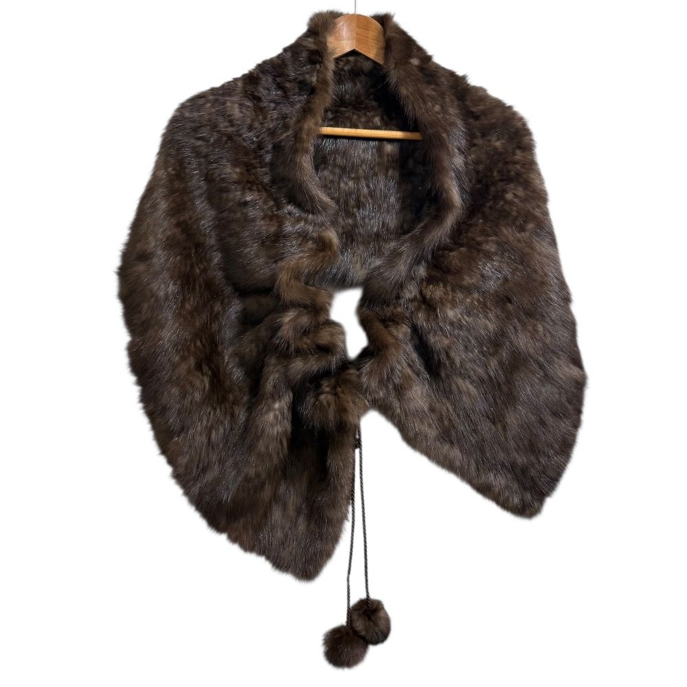 美品 ノーブランド ロシアンセーブルヤーンファー 毛皮 マフラー ティ  