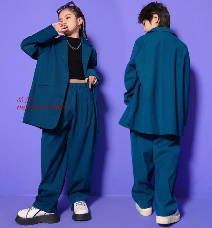 子供服~ジュニア ダンスウェア ヒップホップ ジャズダンス 大人 男女兼用 上下セットアップ 2点セット ステージ舞台演出服 ジャケット パンツ ストリートダンス nee3y341664