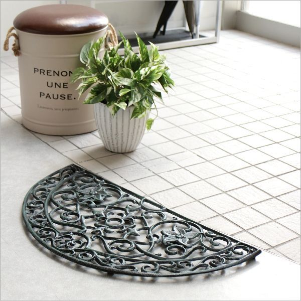 アイアンの玄関マット ハーフラウンド