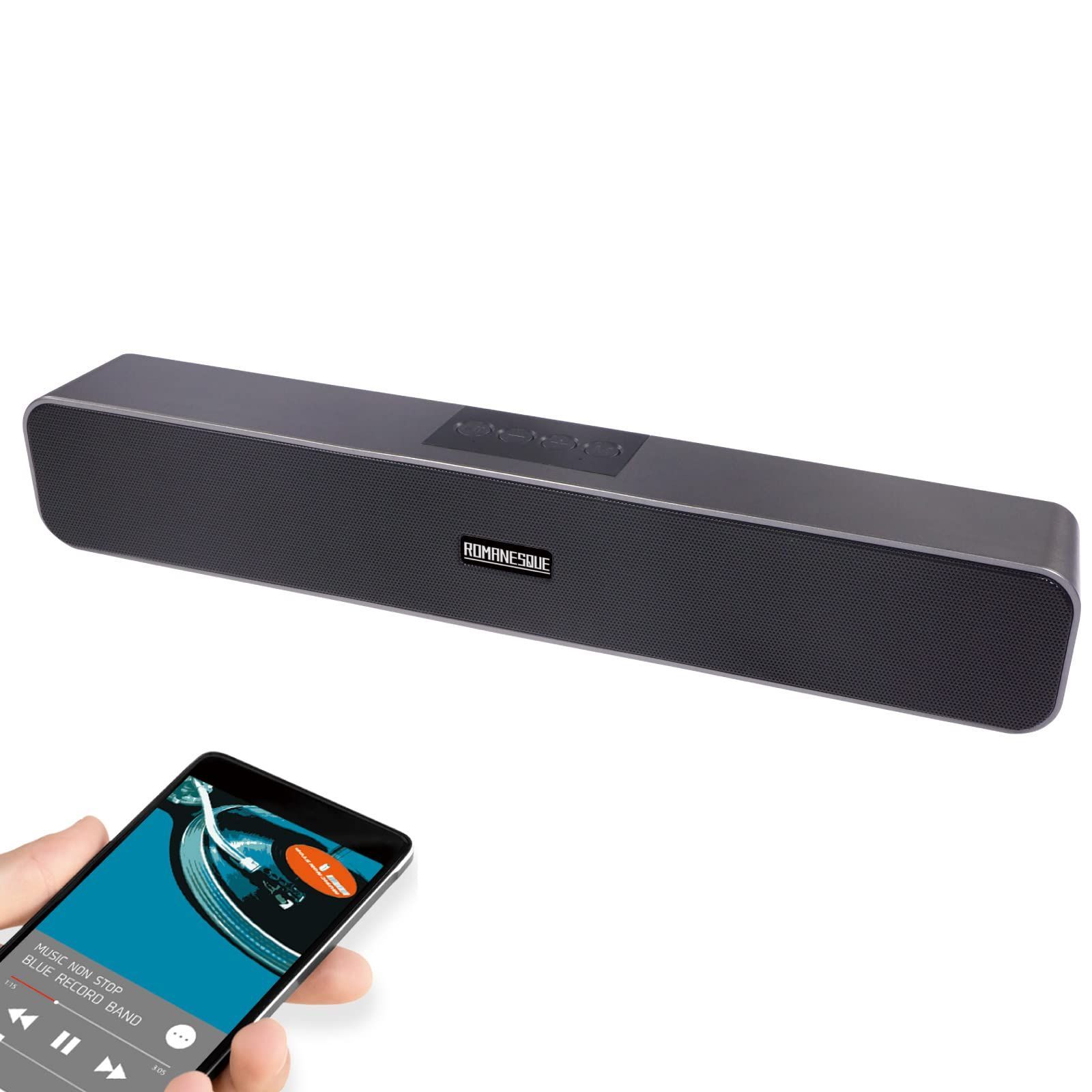 新品 ワイヤレス スピーカー Bluetooth 手元スピーカー テレビ用 TV パソコン PC スマートフォン MP3 WAV USB SDカード パワフル (ダークシルバー)