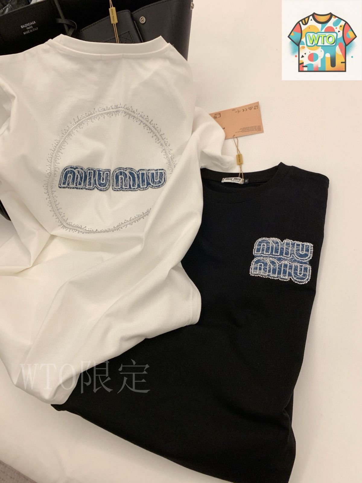今日WTO】Miu Miu Blue Letter Logo Short-Sleeve ミュウミュウ