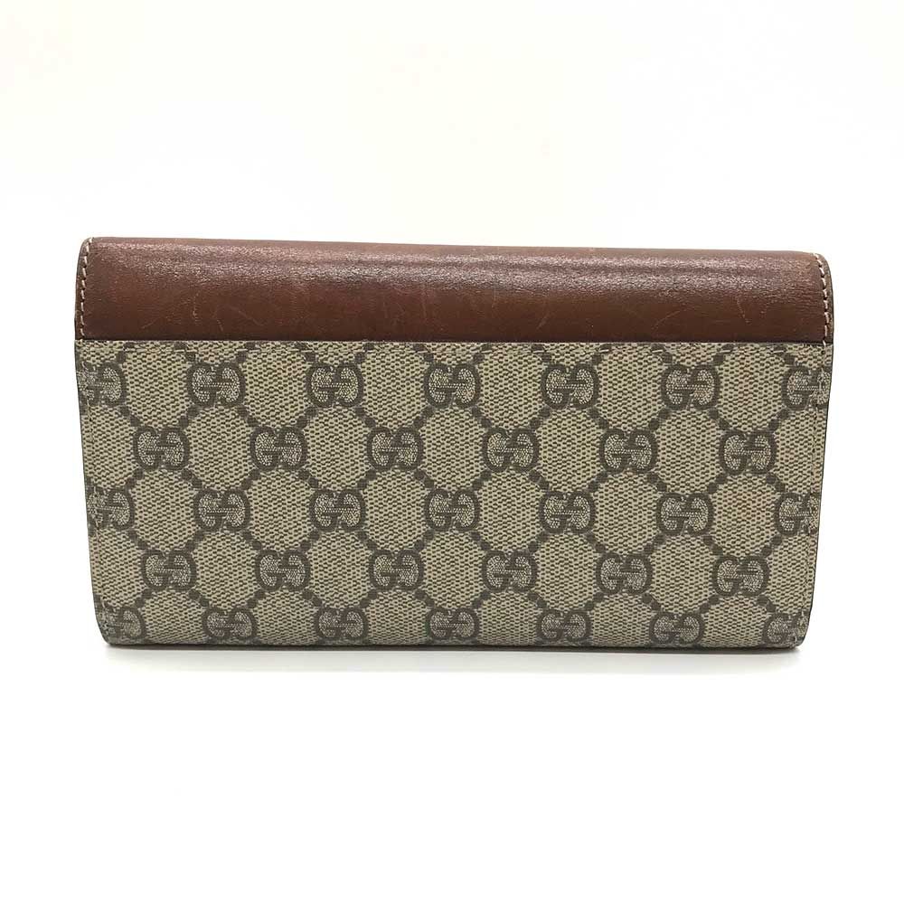 グッチ 長財布 GGスプリーム レザー 二つ折り 410100 B＋ランク ブラウン 中古 グッチ 長財布 GGスプリーム レザー 二つ折り 410100 B＋ランク
