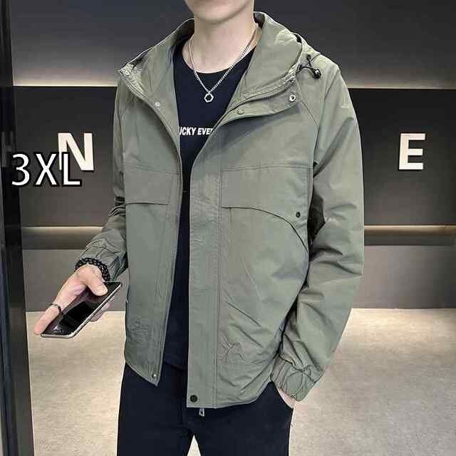 3XL 春 コーデ メンズ 用 服 シンプル ファッション オシャレ 大人 かっこいい 紳士服 フード付き ジャケット ワークウェア 春秋 カジュアル 通勤スタイル 重ね着コーデ ゆったりシルエット 軽アウター