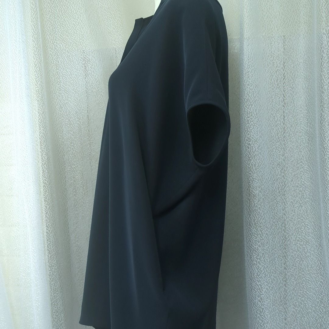 ヨーコチャンドルマンスリーブ コクーン ワンピース ネイビー 日本製  