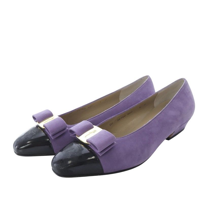 サルヴァトーレフェラガモ☆ヴァラリボン ローヒールパンプス スエード ネイビー7 FERRAGAMO フェラガモ パンプス スエード 靴 レディース CAPUA