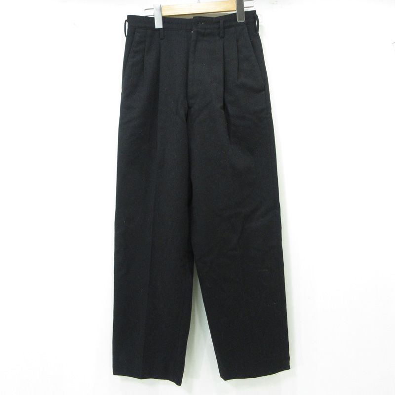 三重本店 Y s for men | ワイズ フォー メン ヨウジヤマモト 初期タグ ウール混2タックパンツ スラックス ボトムス 4-4 ブラック サイズ S 108