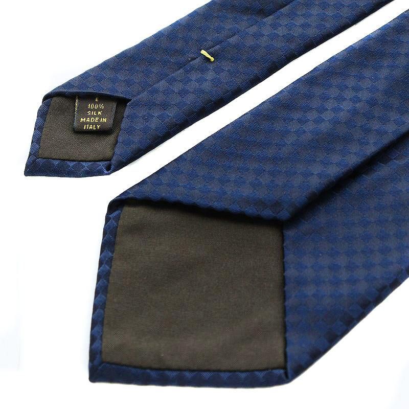 ［美品］Louis Vuitton ネクタイ ネイビー チェック柄 Louis Vuitton ネクタイ ネイビー チェック柄