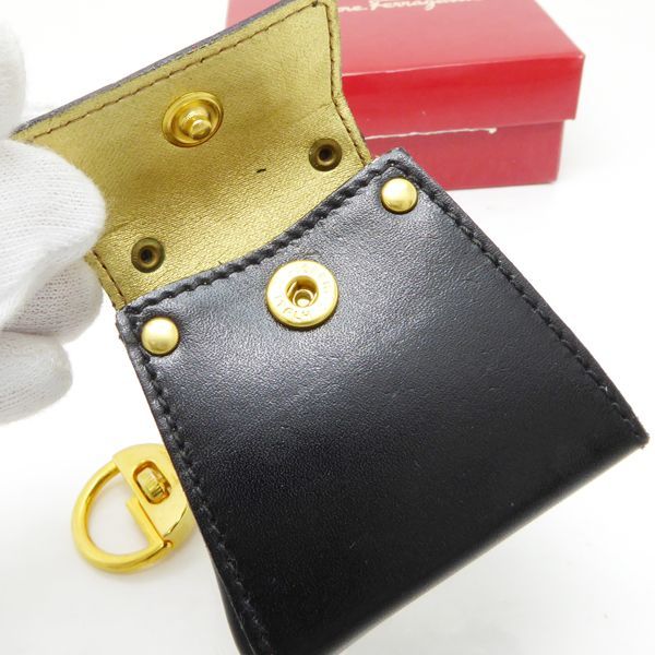 Salvatore Ferragamo ミニバッグ チャーム 22-5641 黒レザー 美