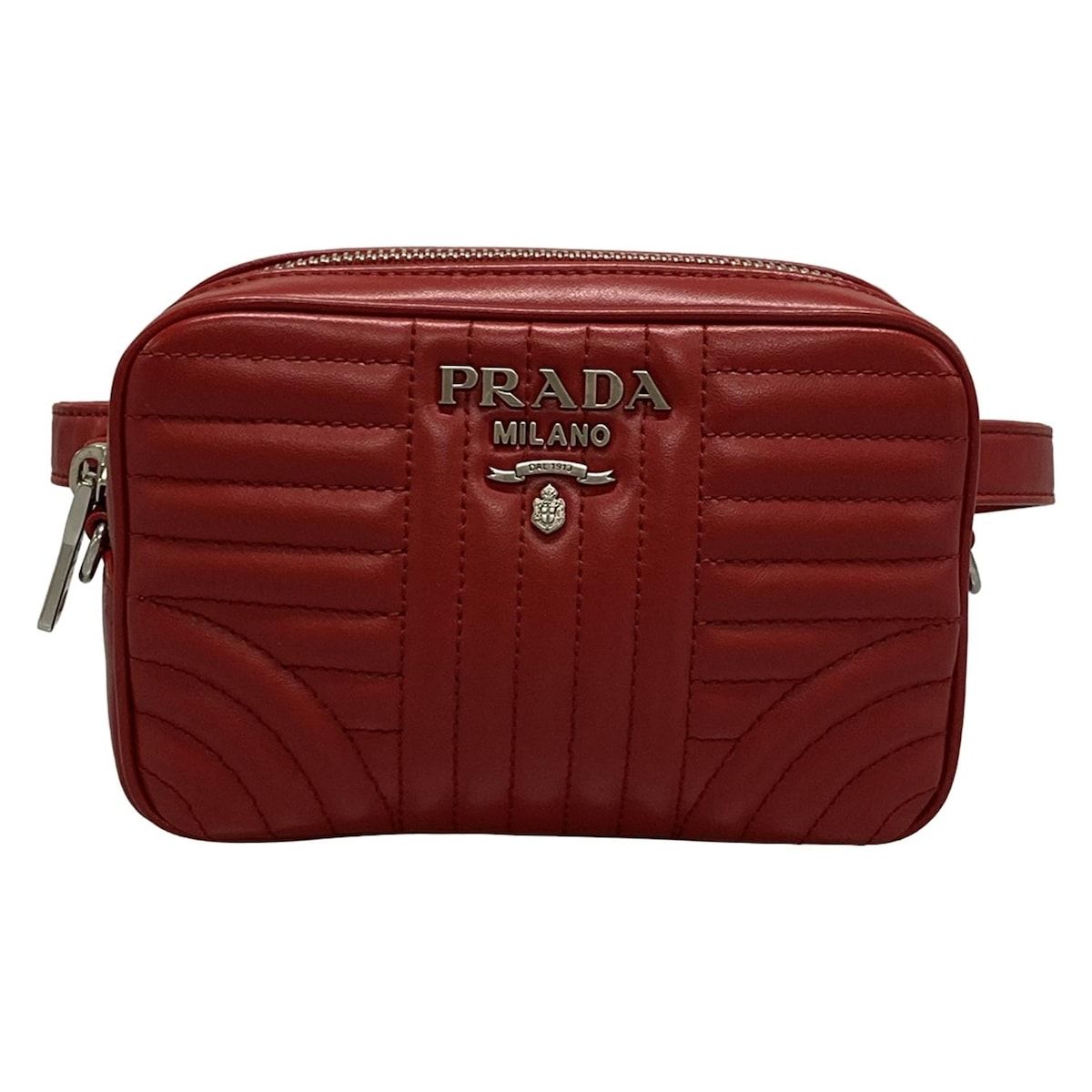 PRADA プラダ ウエストポーチ ダイアグラム レッド レザー