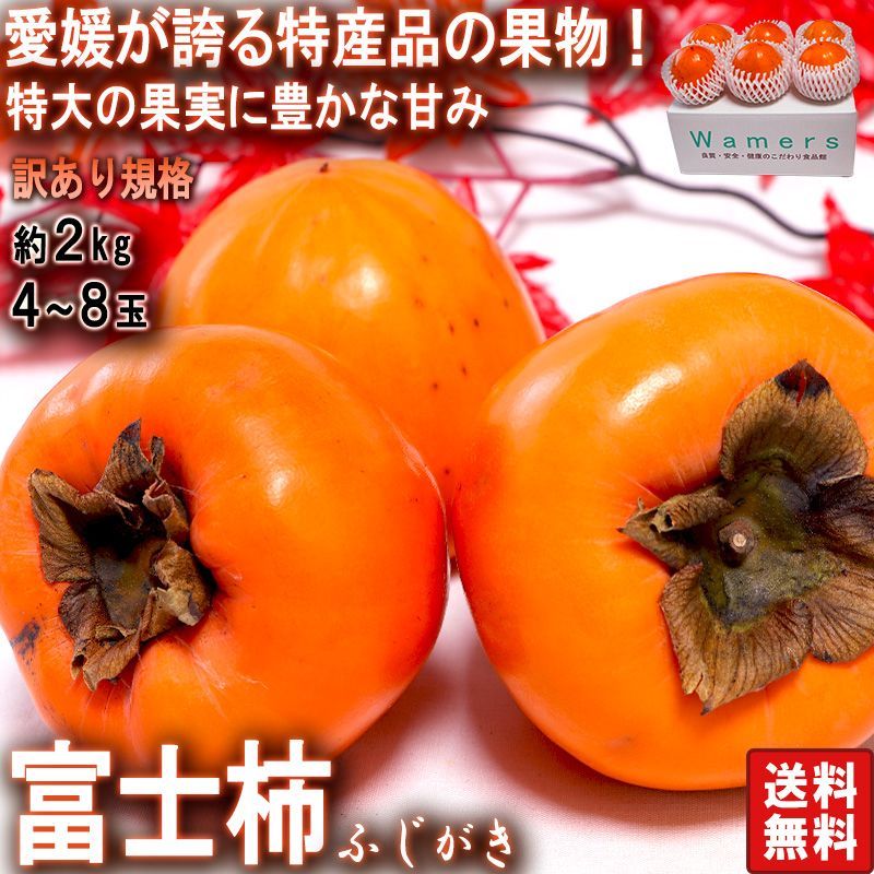 富士柿 約2kg 4~8玉 愛媛県産 訳あり品 大玉限定 愛媛県特産の果物!特大の果実にまろやかな甘さ - メルカリ