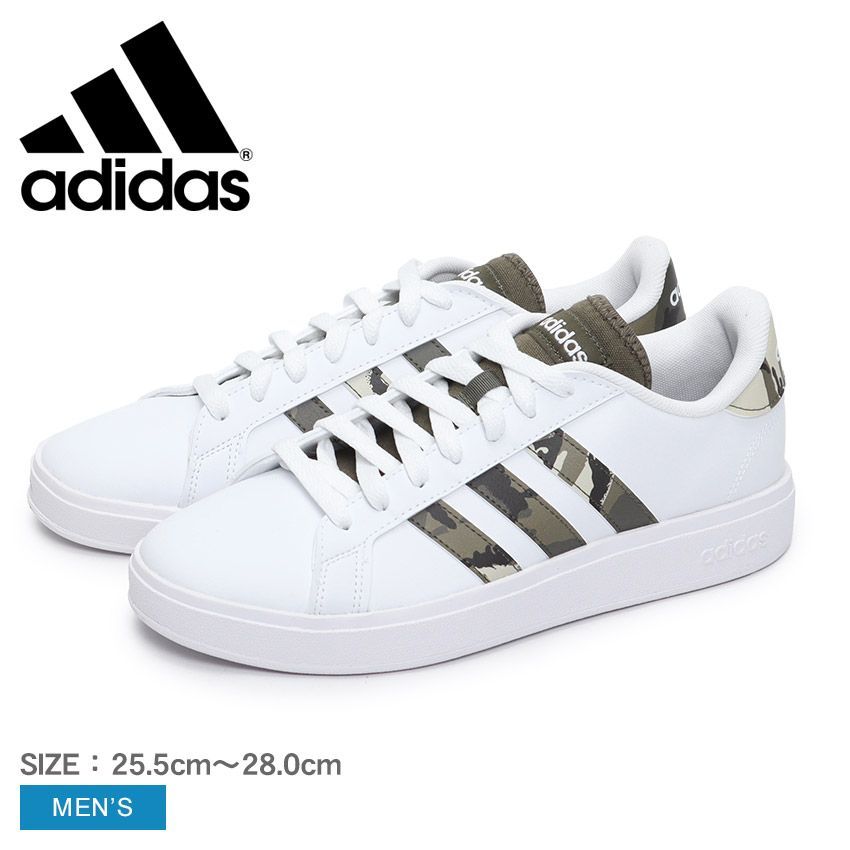 アディダス スニーカー NJY23 メンズ グランドコート ベース 2.0 ADIDAS カラー:ホワイト×オリーブ×ブラック 品番：16573225