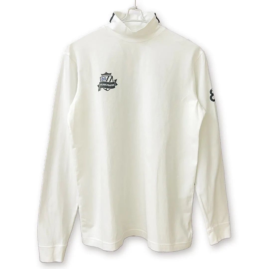新品 パーリーゲイツ ベアカノコ長袖モックネックカットソー(5)サイズL/白 PG BODY】E/ベアカノコ長袖モックネックカットソー | PEARLY
