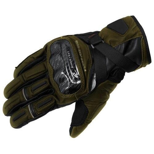 5営業日で発送 コミネ KOMINE バイク用 GK-844 プロテクトウインドプルーフレザーグローブHG Olive 2XL